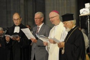 La récitation de la Confession de la Foi : Martin Hirzel, Olivier Cretegny, Charles Morerod, Métropolite Jérémie